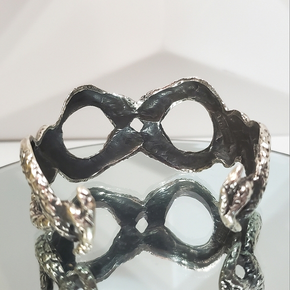 ESPERANZA Mexico 925 Silver 4 Headed Snake Cuff Bracelet - Picture 5 of 6